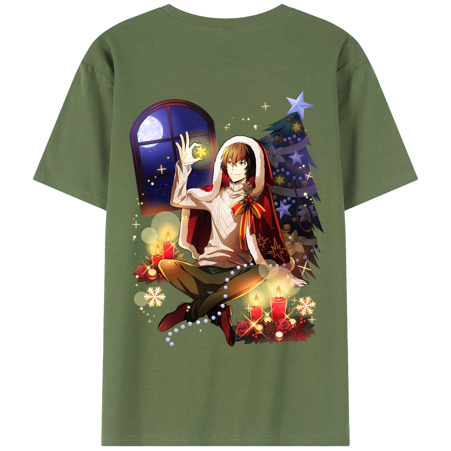 （画像用） 文豪ストレイドッグス Bungo Stray Dogs 綿100％ メンズ半袖Tシャツ（バックプリント） 通気性